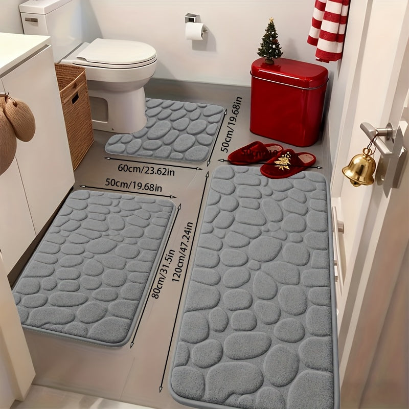 Ultra-Soft Memory Foam Bath Mat – Non-Slip, Absorbent (Gray Hexagon)