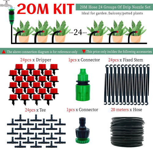 Greenhouse 10M-30M DIY Drip Irrigation System Automatic Watering