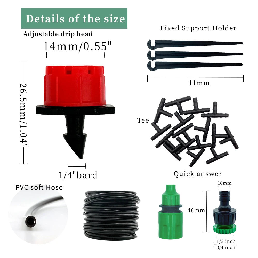 Greenhouse 10M-30M DIY Drip Irrigation System Automatic Watering