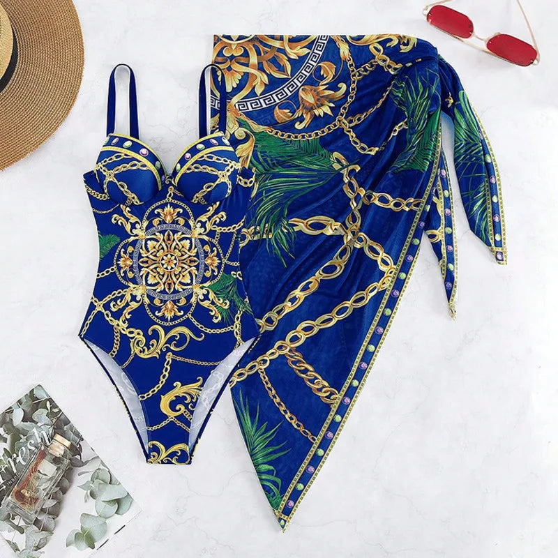 Summer Sexy Print One Piece Swimsuits Swimwear Push Up