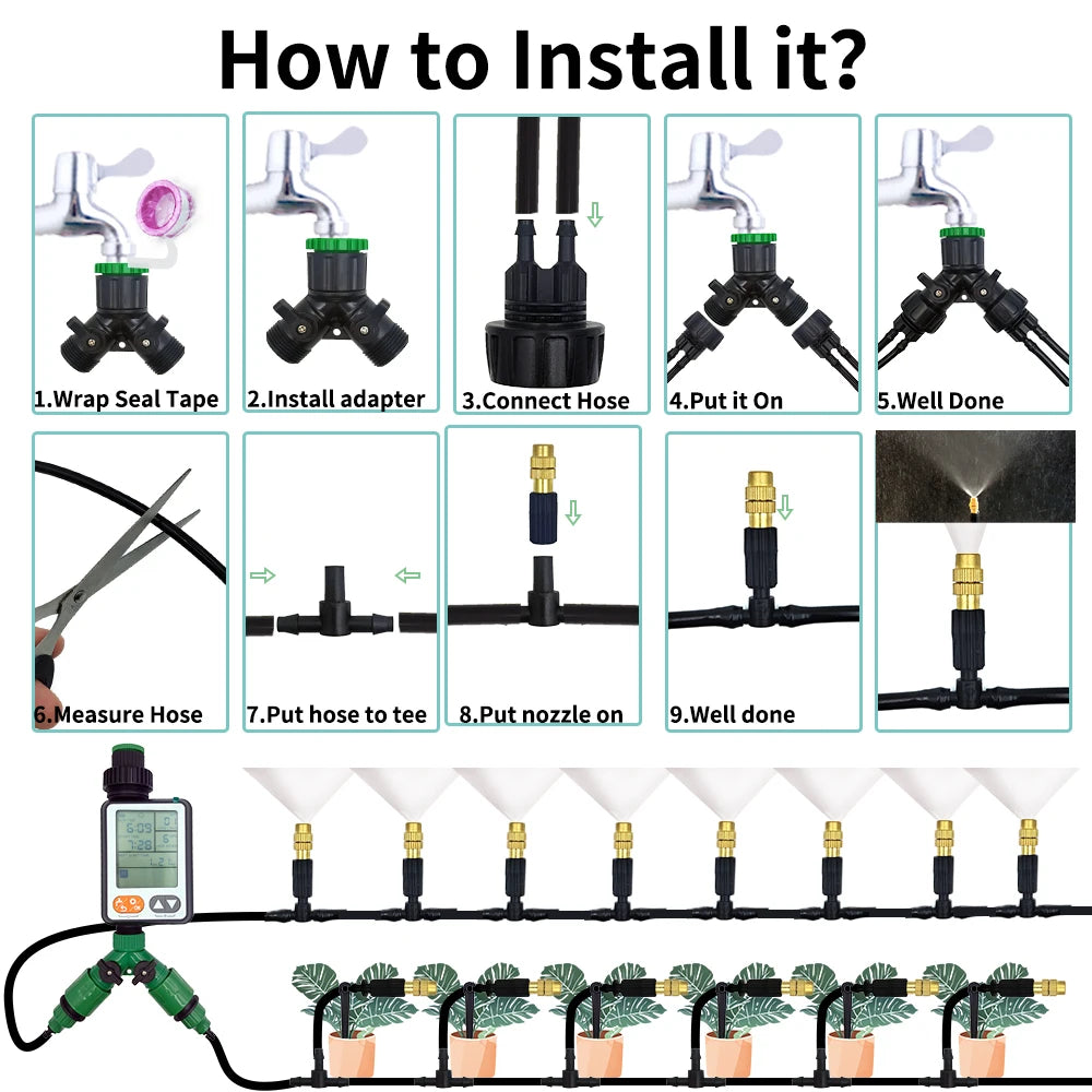 15M-30M Outdoor Misting Cooling System Garden Irrigation Watering
